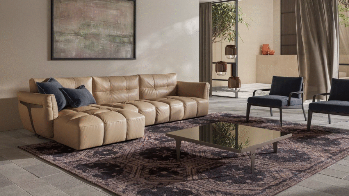 Luxury contemporary Herman collection by Natuzzi, perfect for a sophisticated living space in Troy, Michigan.