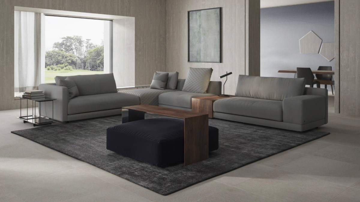 Luxury contemporary Melpot collection by Natuzzi, perfect for a sophisticated living space in Royal Oak, Michigan.
