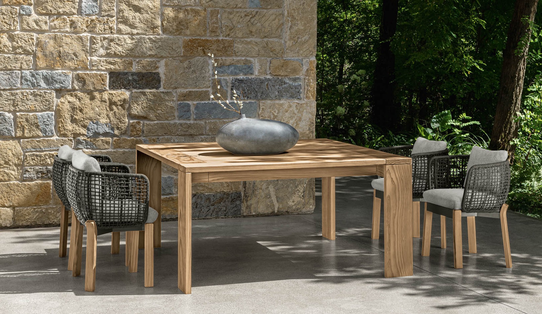 Argo Wood Dining Chair by Talenti – refined outdoor chair with solid wood frame and clean modern lines