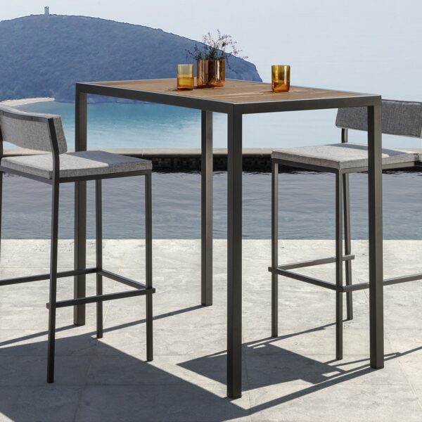 Casilda Bar Stool by Talenti – elegant outdoor stool with minimalist frame and refined sling seat