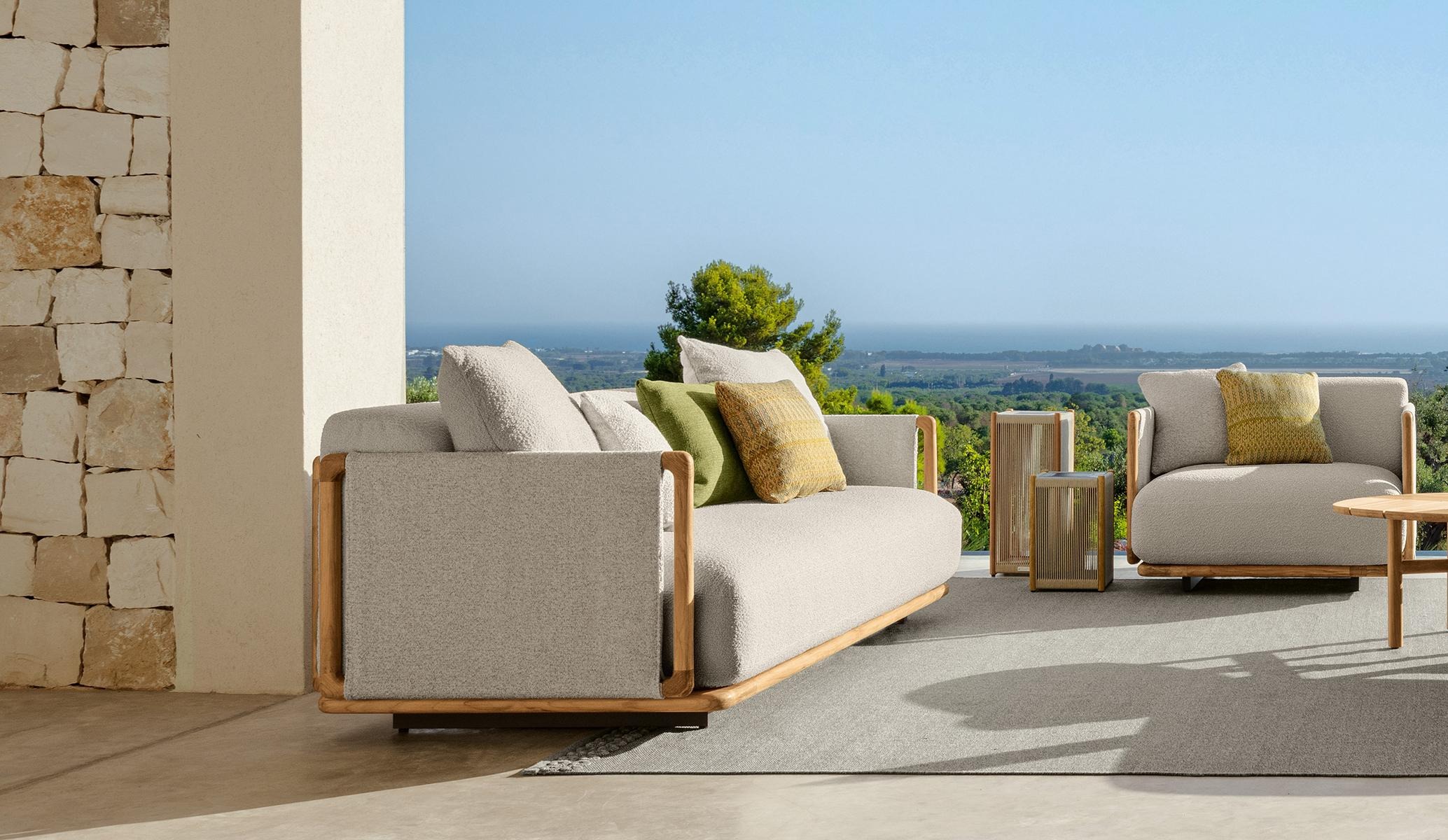 Luxury contemporary Jun 2-place outdoor sofa by Talentispa, designer outdoor furniture for Birmingham, Michigan.