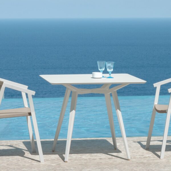 Key Dining Armchair by Talenti – contemporary outdoor armchair with woven rope details and soft cushions