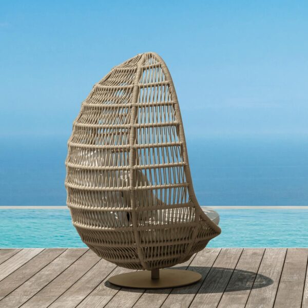 Panama Egg Chair with Base by Talenti – luxury Italian outdoor chair with woven rope design and solid base support