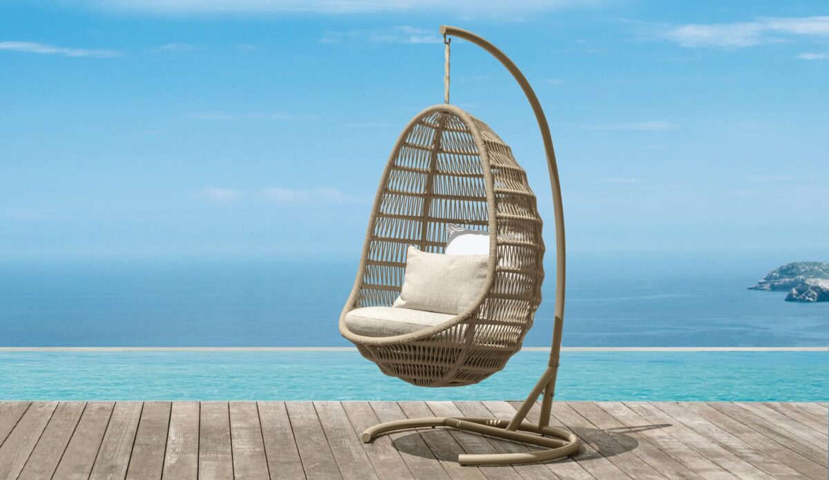 Panama Egg Chair with Structure by Talenti – iconic Italian outdoor chair with sculptural frame and woven rope design