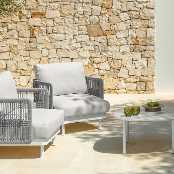 Slam Rope Living Armchair by Talenti – modern Italian outdoor chair with woven rope back and plush cushions