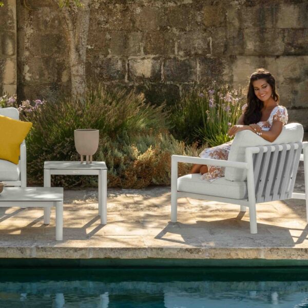 Lake Living Armchair by Talenti – modern Italian outdoor chair with soft cushions and sleek aluminum frame
