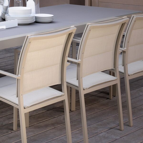 Touch Dining Armchair by Talenti – elegant outdoor armchair with soft cushions and minimalist frame