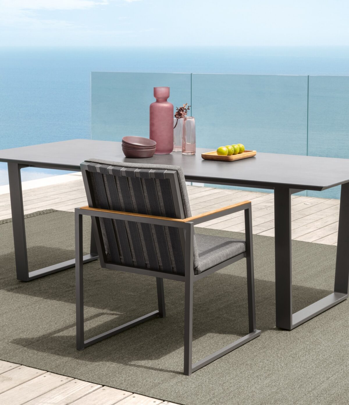 Alabama Alu Dining Armchair at Italcasa Design in Troy. A sleek, aluminum‐framed Italian piece combining elegance and outdoor durability. Sources Ask ChatGPT