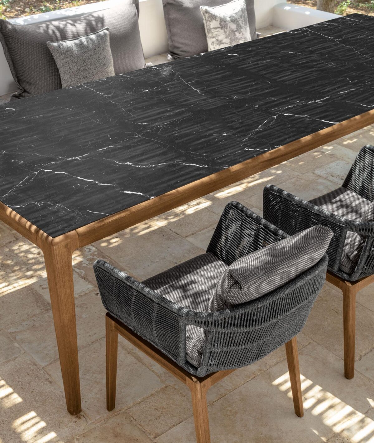 Luxury Cruise Teak Dining Chair by Talenti combining organic materials with Italian outdoor design
