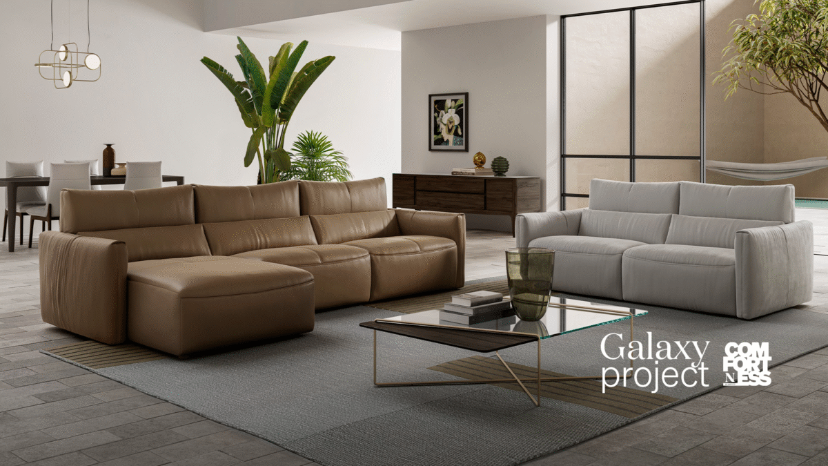 Modern Galaxy sofa by Natuzzi, high-end Italian design for Birmingham, Michigan.