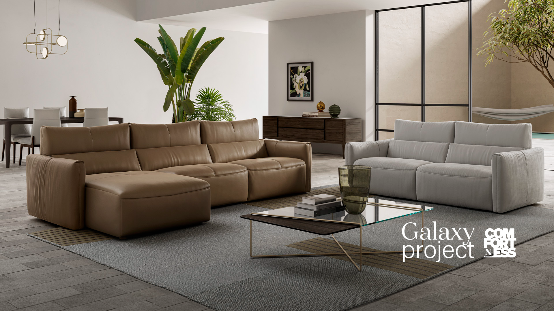 Modern Galaxy sofa by Natuzzi, high-end Italian design for Birmingham, Michigan.