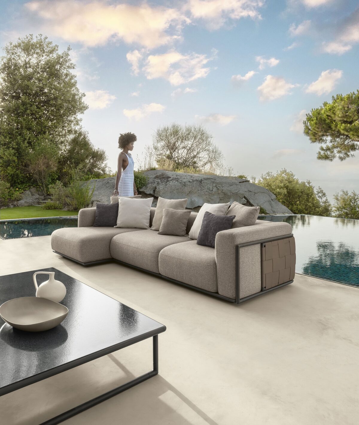 Outdoor Woven Dining Table 270×110 by Talenti designed for durability and sophisticated outdoor living