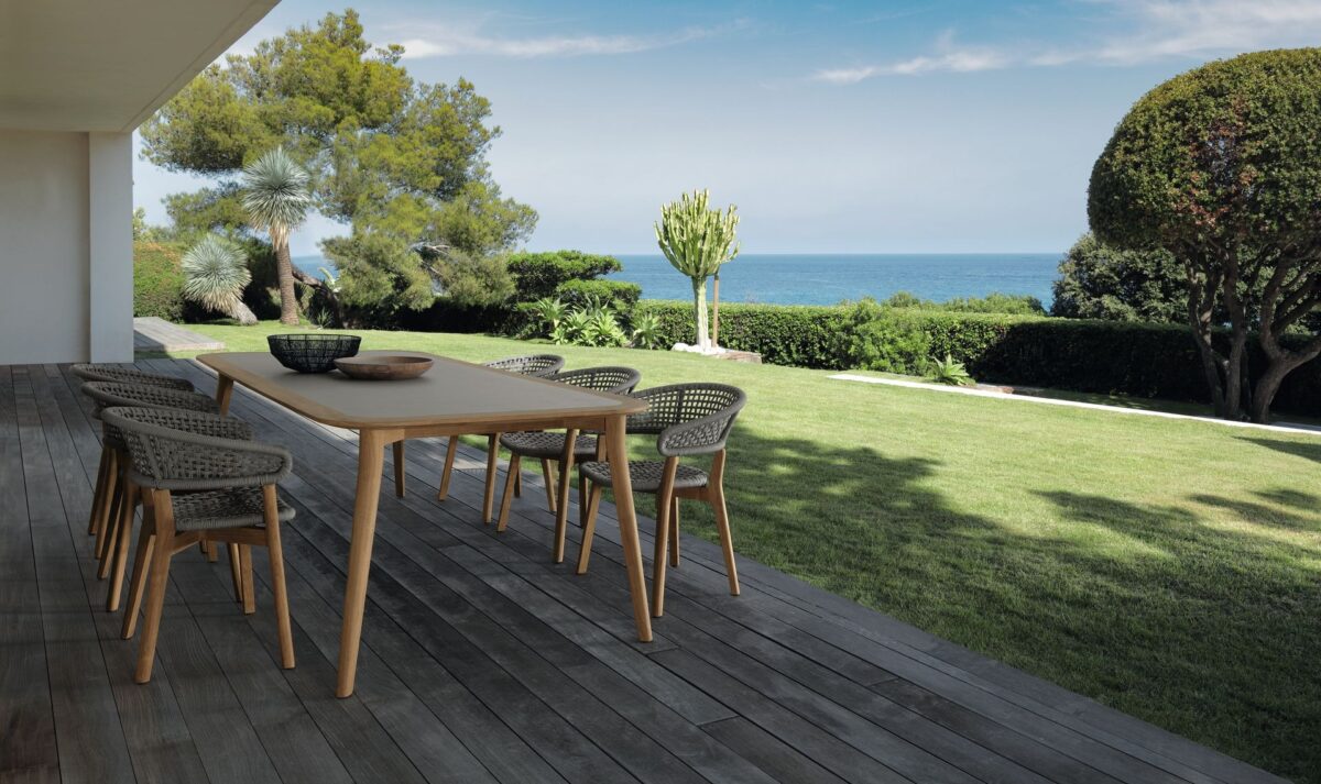 High‑end Moon//Teak Bar Stool by Talentispa luxury Italian teak seating Birmingham MI showroom
