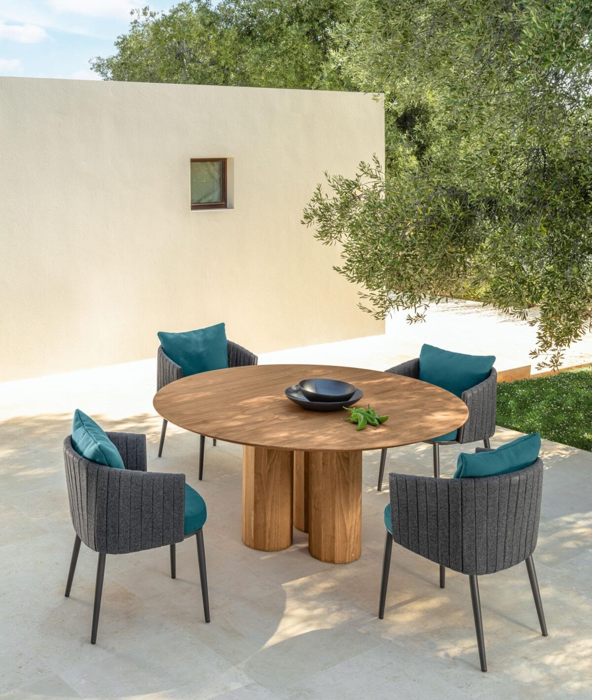 Designer Talenti Salinas Dining Chair with rope detailing and sleek frame for Troy, Michigan terraces