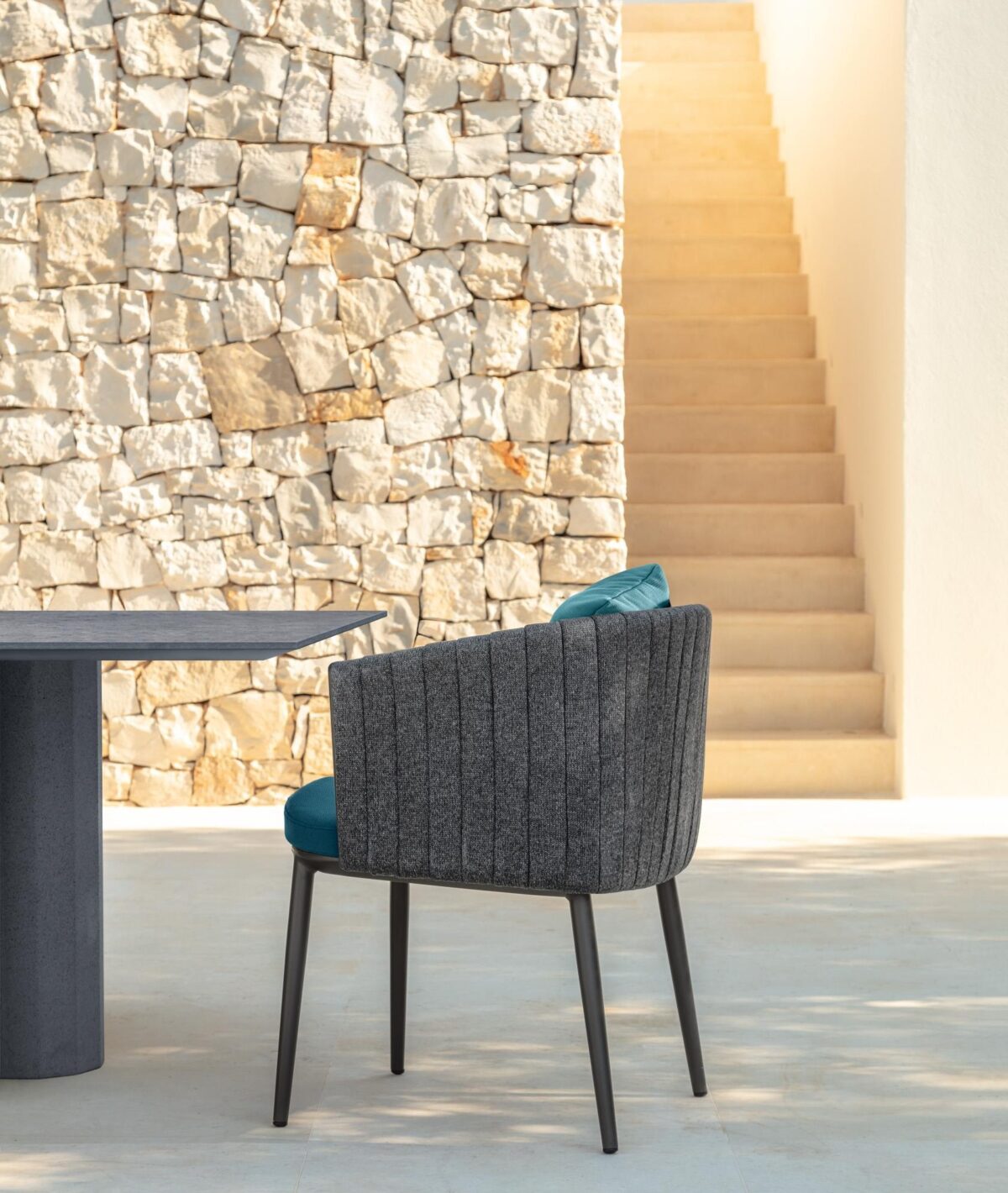 Talenti Salinas Dining Chair featuring durable frame and breathable rope weave for Royal Oak, Michigan patios