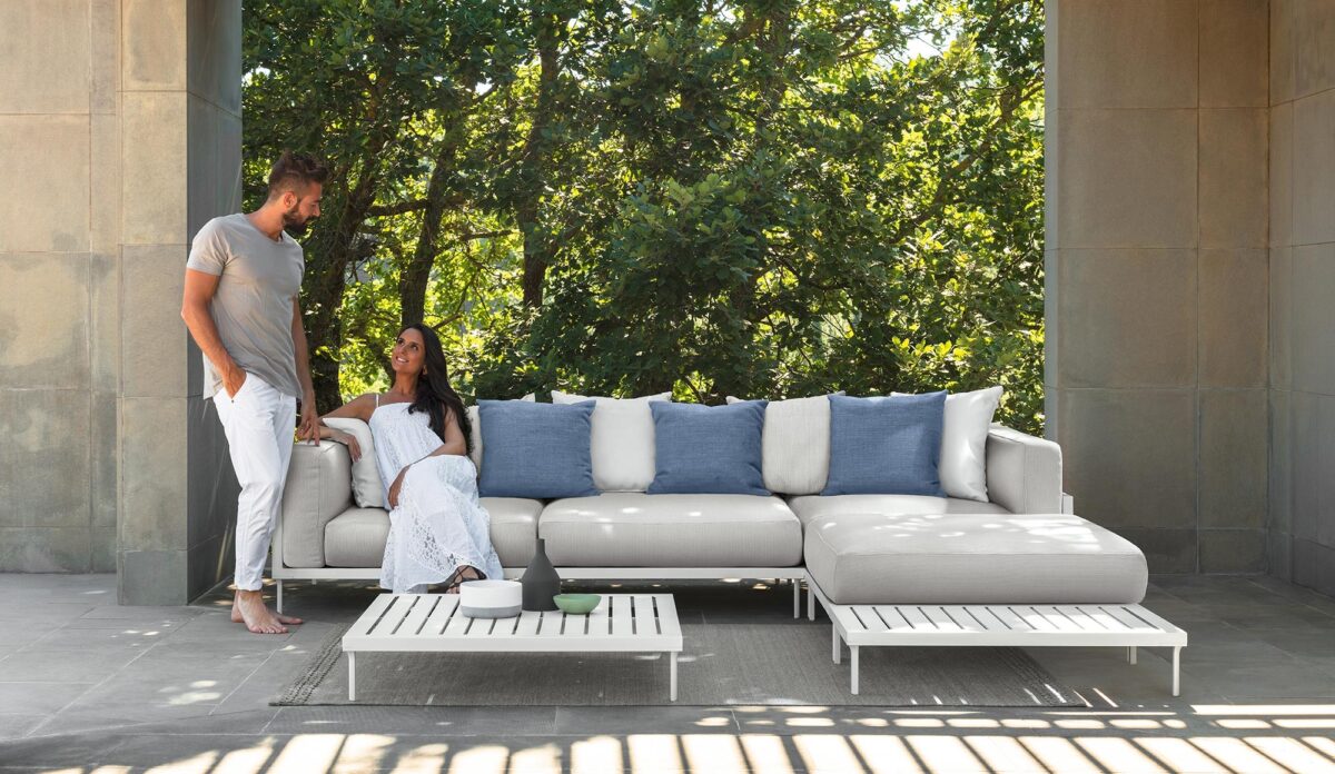 Contemporary CleoSoft//Alu Three‑seater Sofa by Talentispa sleek Italian outdoor sofa at Birmingham Michigan terrace