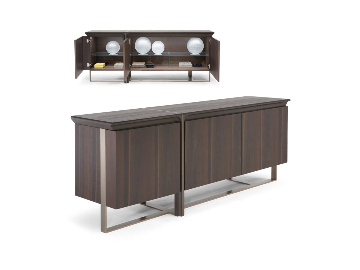 Luxury contemporary Kendo T163 linear sectional by Natuzzi, designer integrated storage furniture for Royal Oak, Michigan.