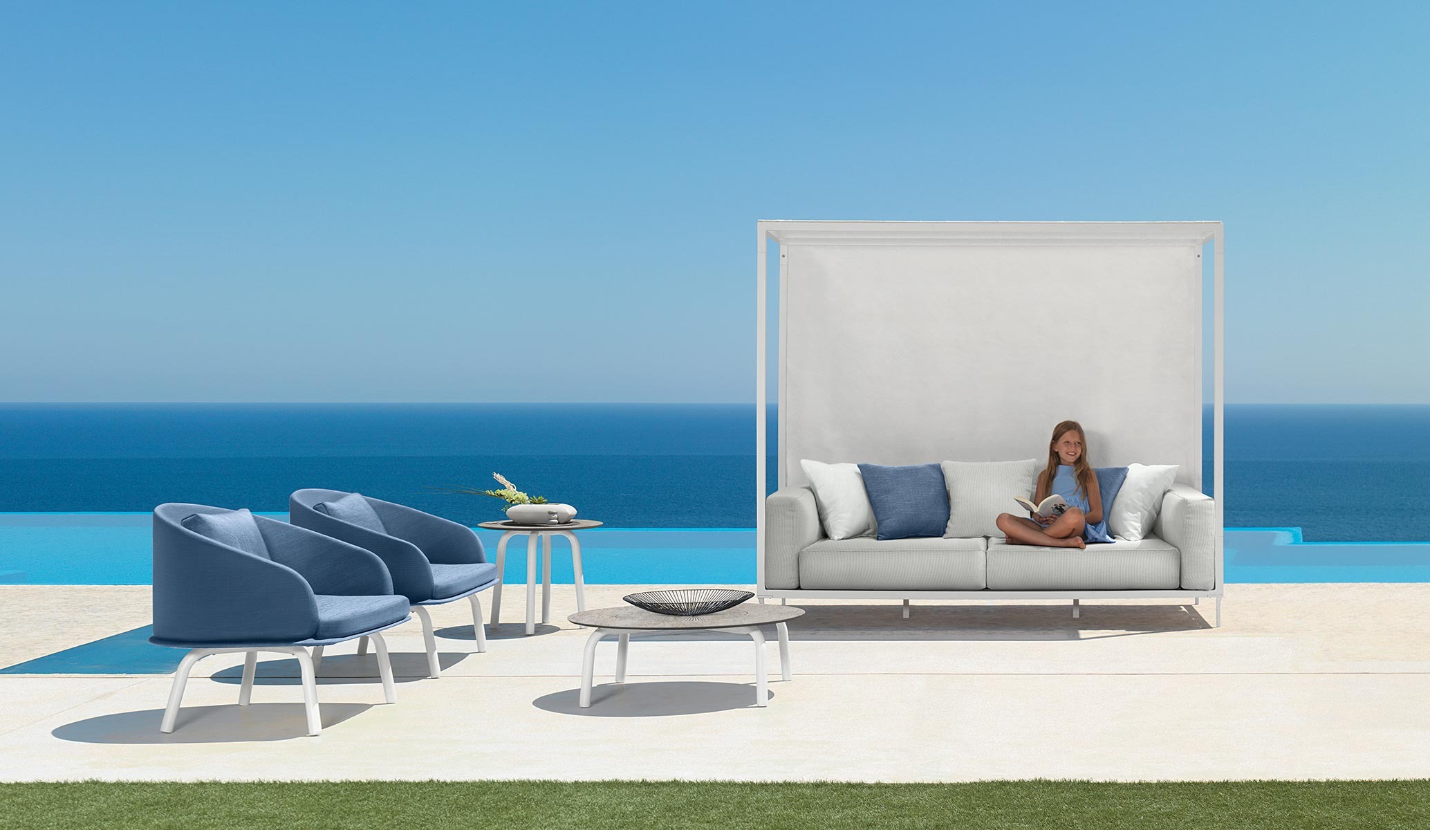 Modern CleoSoft//Alu Canopy Sofa by Talentispa Italian aluminum design in Royal Oak Michigan showroom