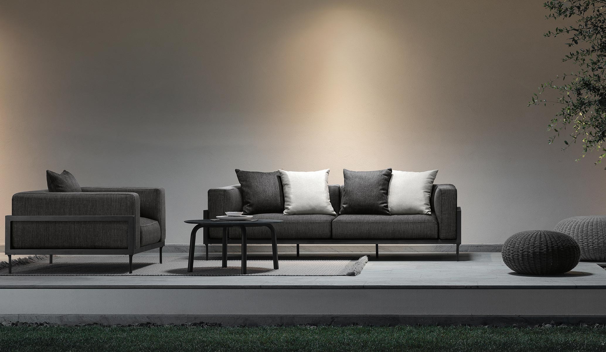Modern CleoSoft//Alu Three‑seater Sofa by Talentispa Italian aluminum design in Royal Oak Michigan showroom