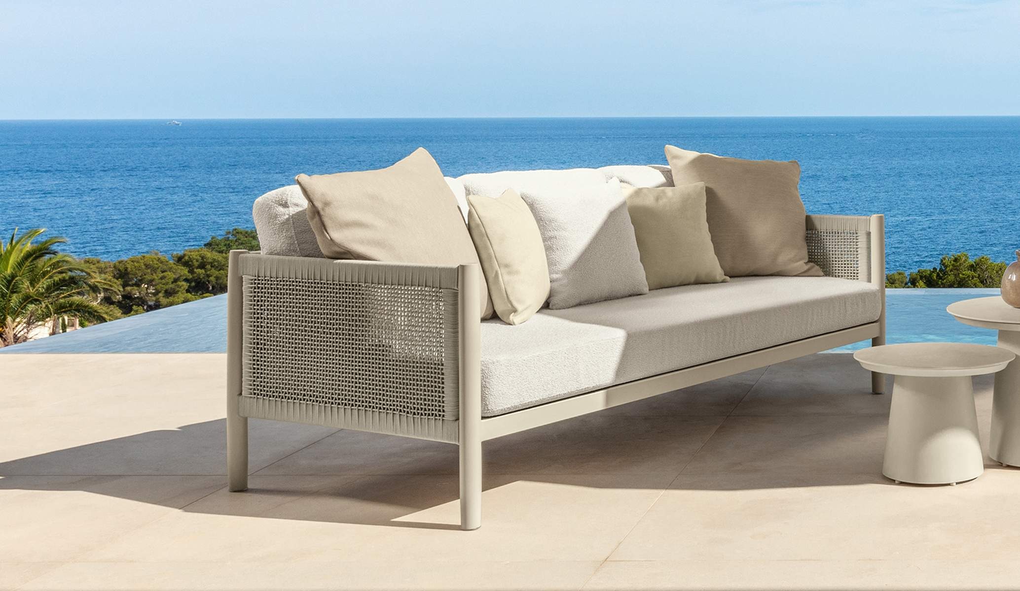Modern Dolcevita//Alu 3‑Seater Sofa by Talentispa Italian aluminum design in Royal Oak Michigan showroom