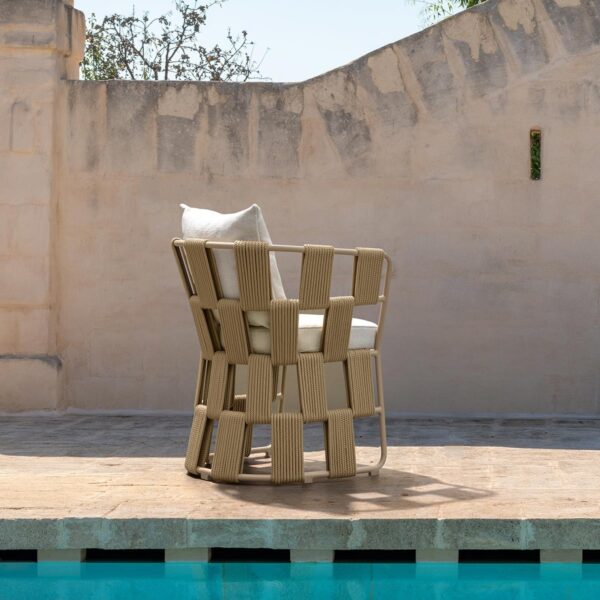 Modern Scacco Dining Armchair by Talentispa Italian design in Royal Oak Michigan showroom