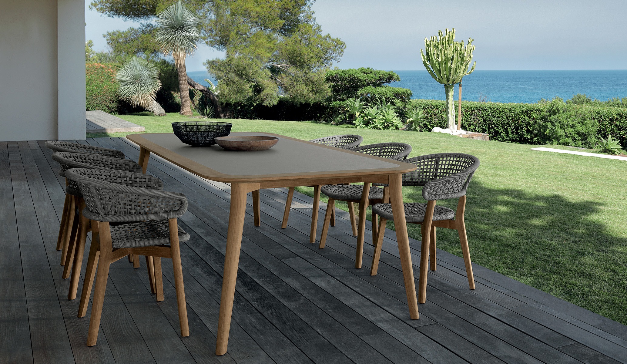 Modern Moon//Teak Dining Armchair by Talentispa Italian teak design in Royal Oak Michigan showroom