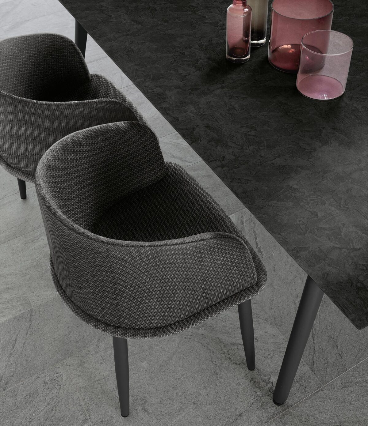 Contemporary CleoSoft//Alu Padded Tub Chair by Talentispa sleek Italian tub chair at Birmingham Michigan interior