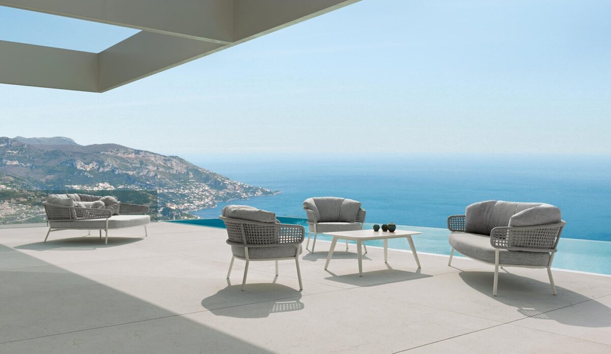Moon//Alu Love Seat by Talentispa brings elegant Italian style and comfort to your home in Birmingham MI. Perfect for modern living spaces. Ask ChatGPT