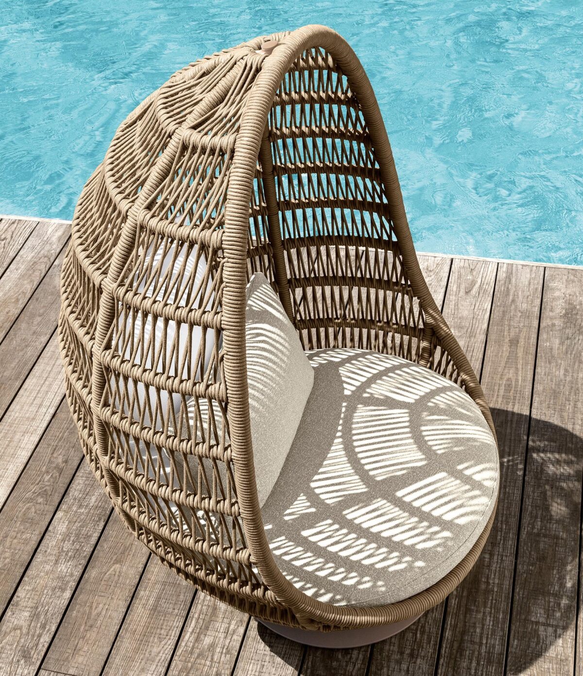 Iconic Panama Egg Chair by Talenti with sturdy base and high-back design, perfect for patios in Royal Oak, Michigan