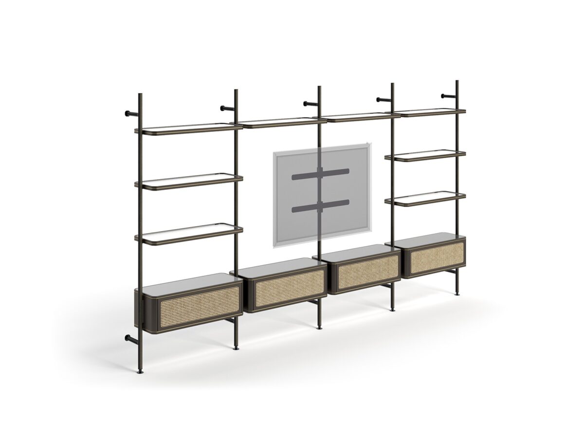 Modern Radice Bookcase by Mauro Lipparini for Natuzzi Italia, high-end Italian living room furniture for Royal Oak, Michigan.