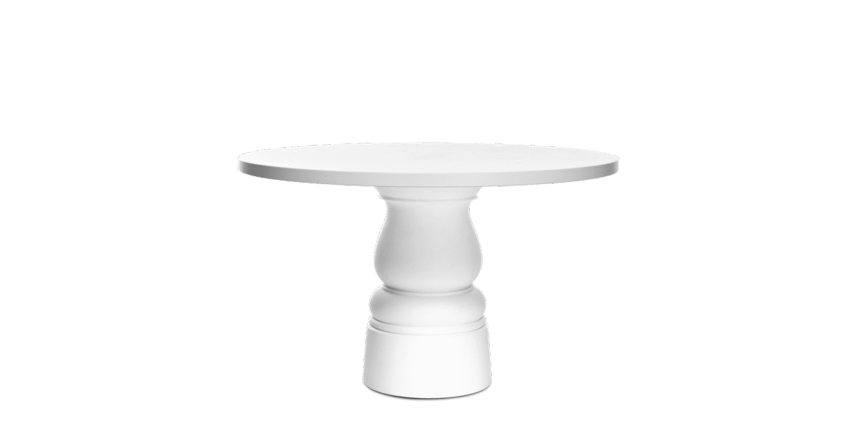 Container Table New Antiques by Moooi, designed by Marcel Wanders, featuring a sculptural polyethylene base and customizable tabletops.