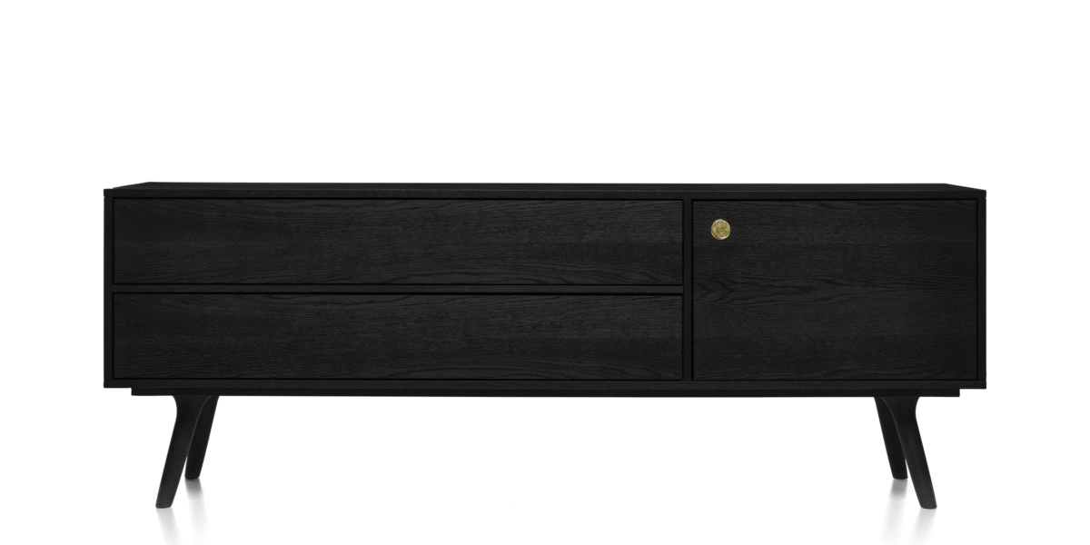 Zio Buffet by Moooi in cinnamon-stained oak with angled wooden legs.