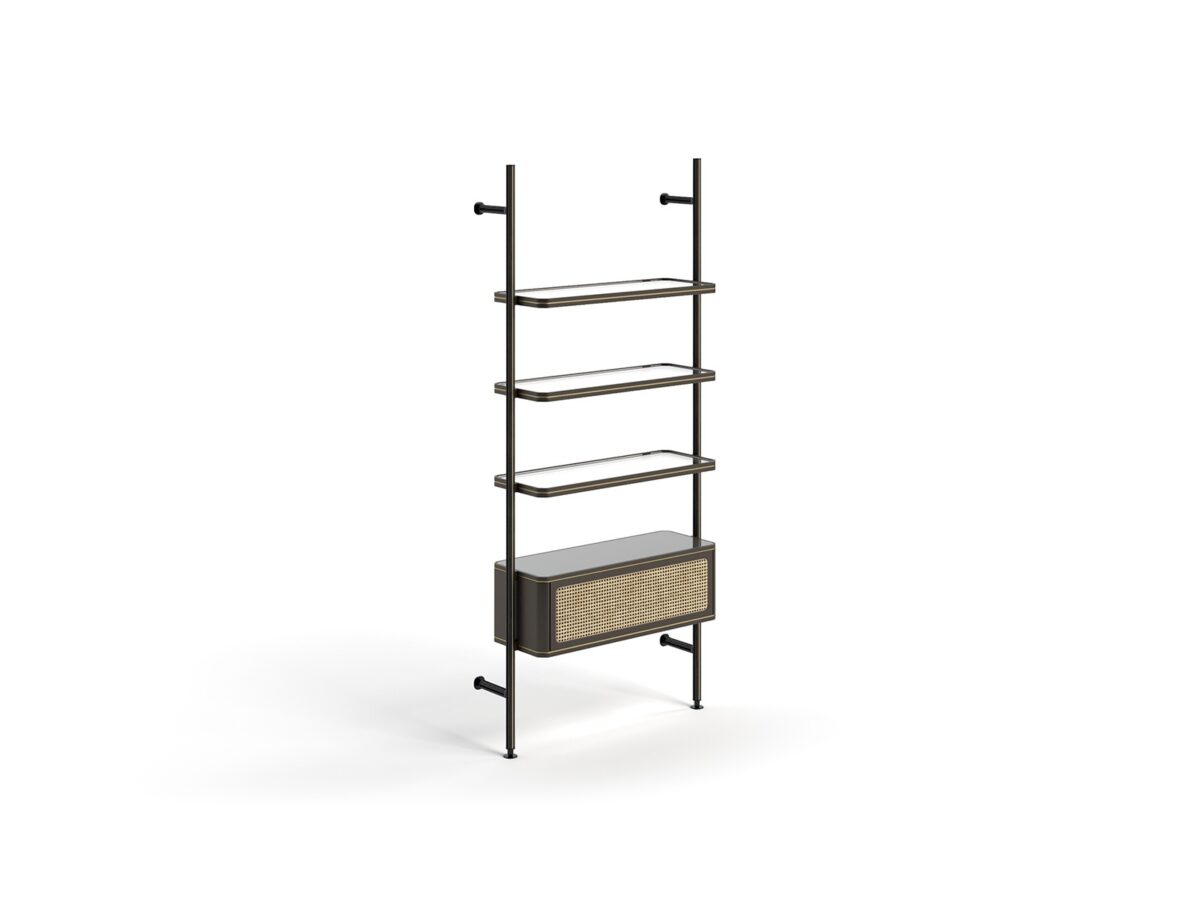 Modern Radice Bookcase by Mauro Lipparini for Natuzzi Italia, high-end Italian living room furniture for Royal Oak, Michigan.