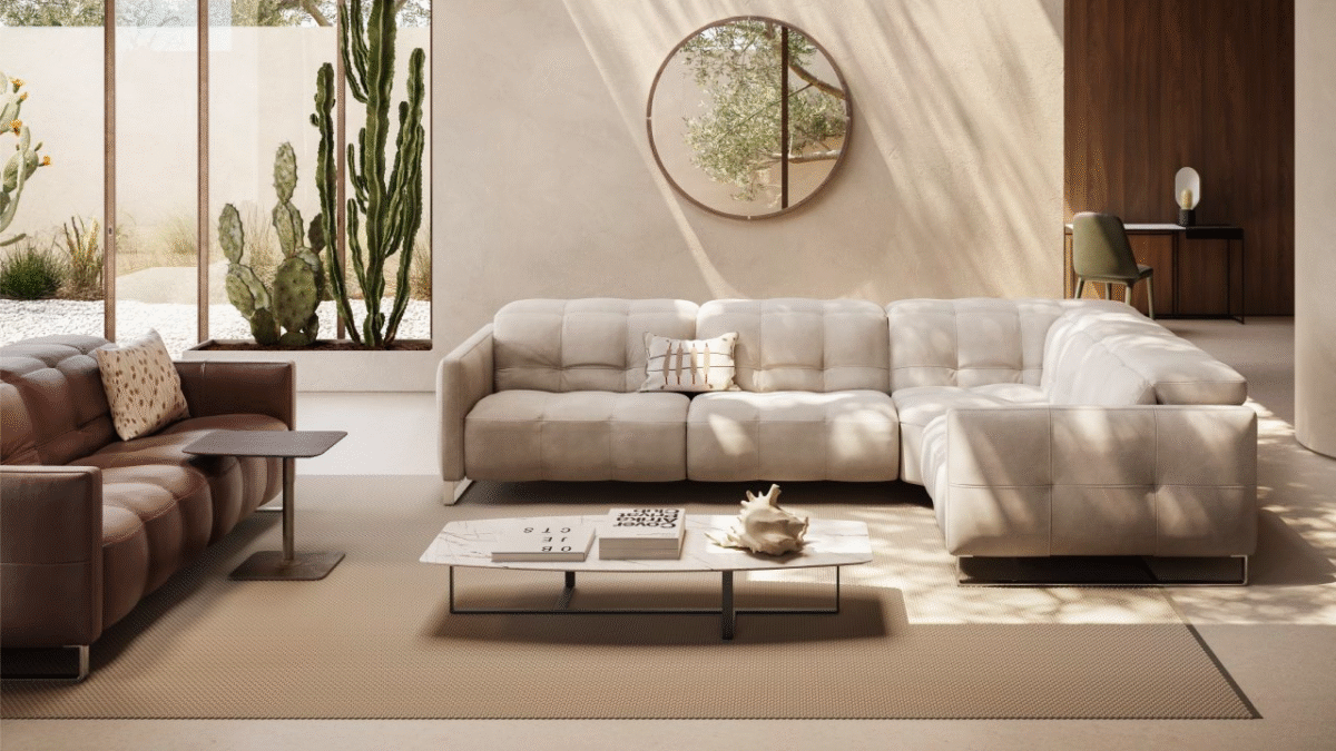 Modern Philo sofa by Natuzzi, perfect for a sophisticated, luxury living space in Troy, Michigan.