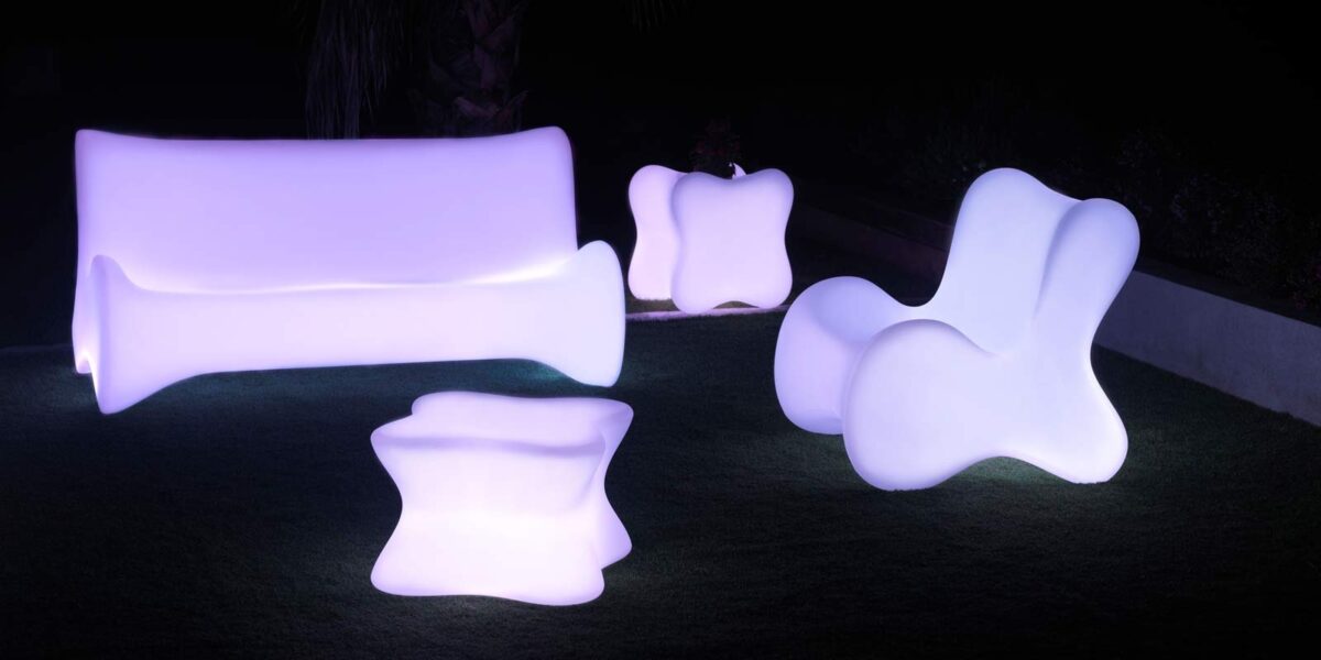 Outdoor PAL Coffee Table with seamless design and soft shape for contemporary exterior living