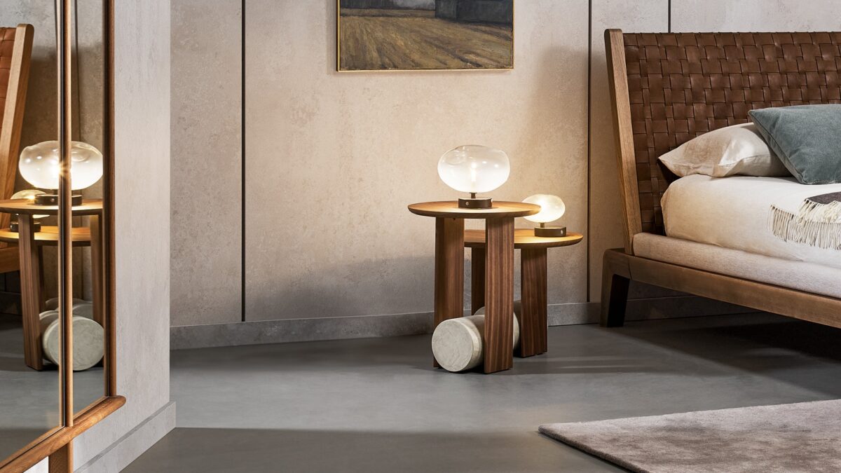 Bonaldo Element chair upholstered in neutral-toned fabric for living room interiors