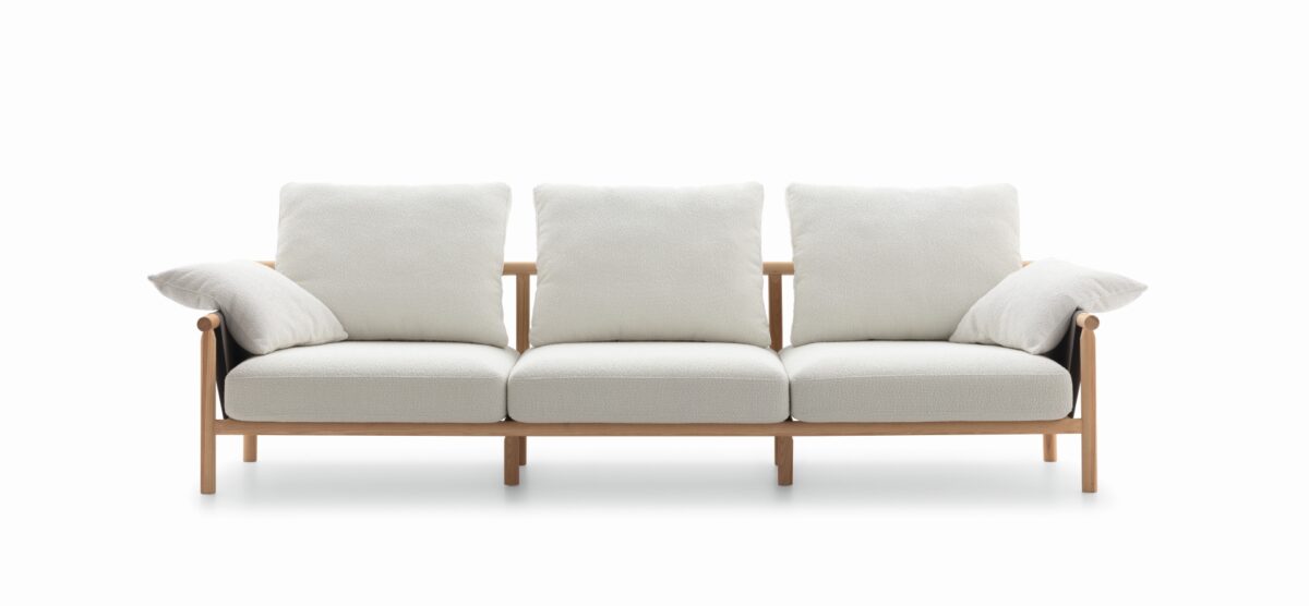 “Ditre Italia Isamu sofa – contemporary designer couch featuring curved lines and elegant fabric upholstery”