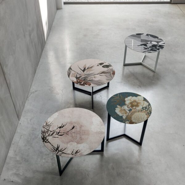 “Joy Decor coffee table by Tomasella – modern Italian table with decorative top detailing and minimalist metal base”