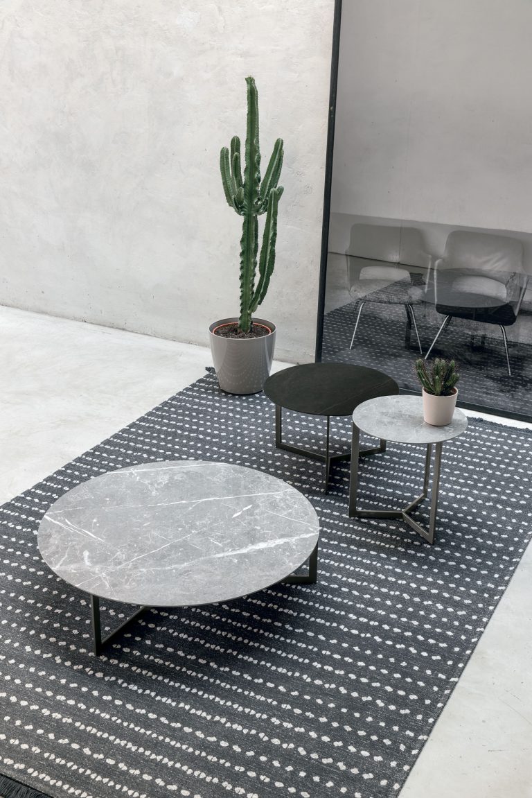 “Joy Gres coffee table by Tomasella – modern Italian low table with refined ceramic top and minimalist metal base”
