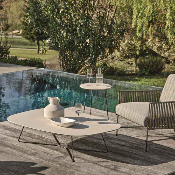 “KEVIN Outdoor coffee table by Ditre Italia – contemporary Italian patio table with minimalist design and durable materials”