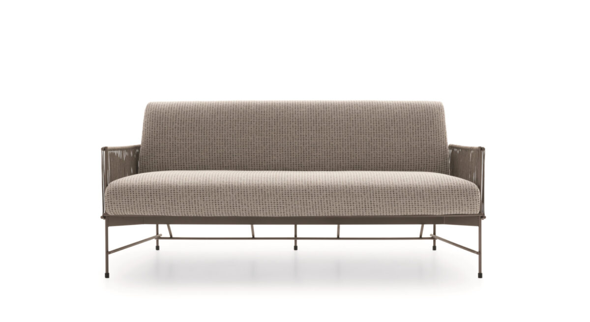 “Kyo Outdoor sofa by Ditre Italia – modern Italian patio sofa with woven frame and plush weather-resistant cushions”