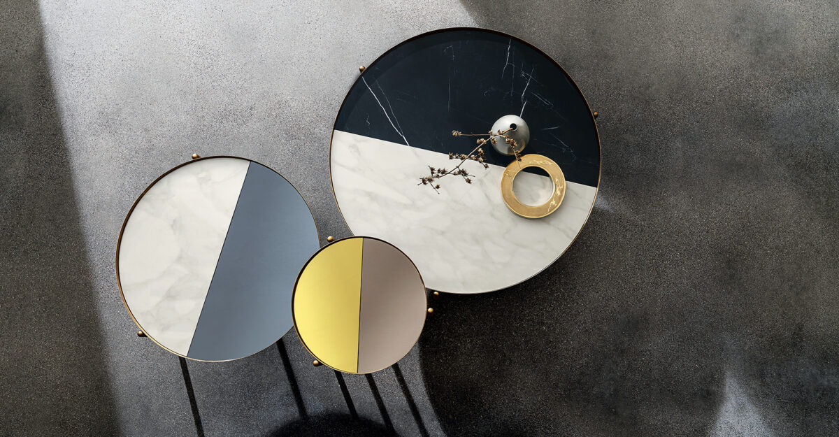“Campos Table Collection by Sovet – modular designer coffee tables with architectural metal legs and luxury finishes”