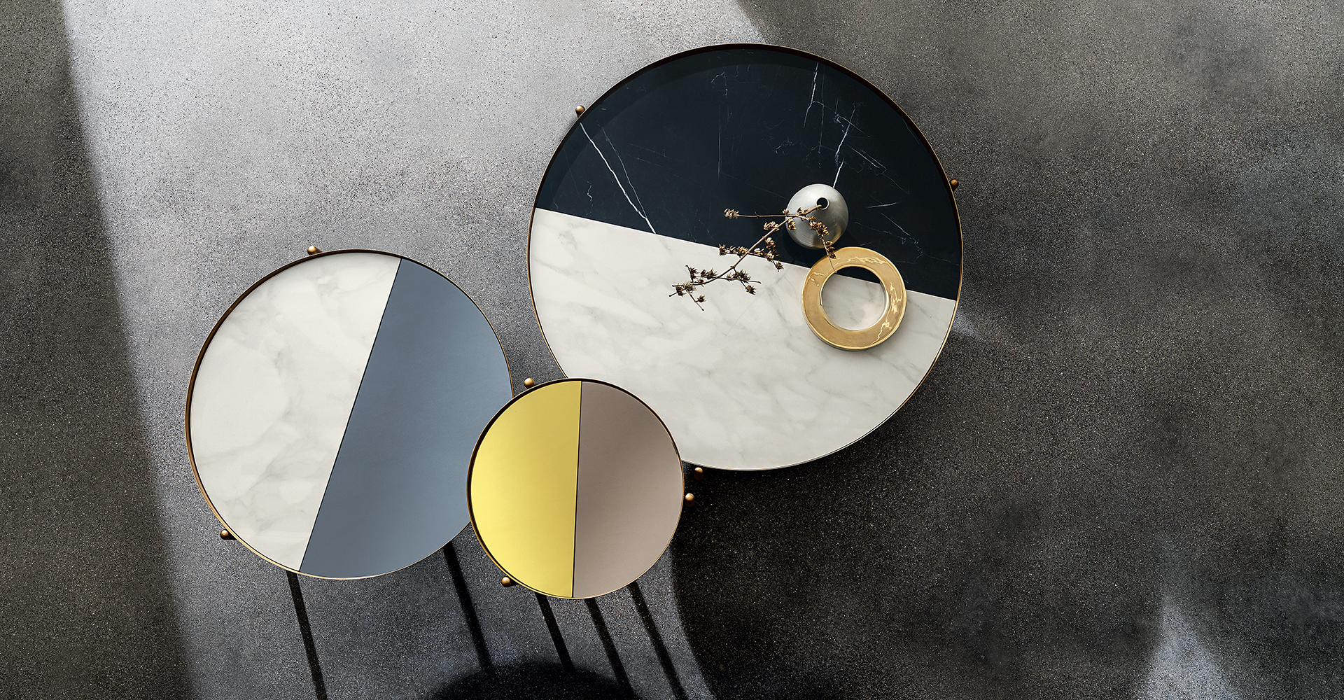 “Campos Table Collection by Sovet – modular designer coffee tables with architectural metal legs and luxury finishes”