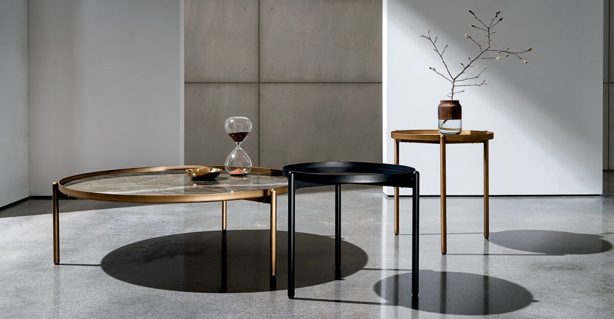 “Modern coffee table – Campos by Sovet with artistic structure and sleek round or oval top”
