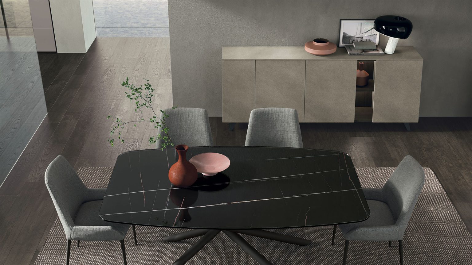 “Lydia sideboard by Tomasella – modern Italian storage unit with elegant textured fronts and refined contemporary design”