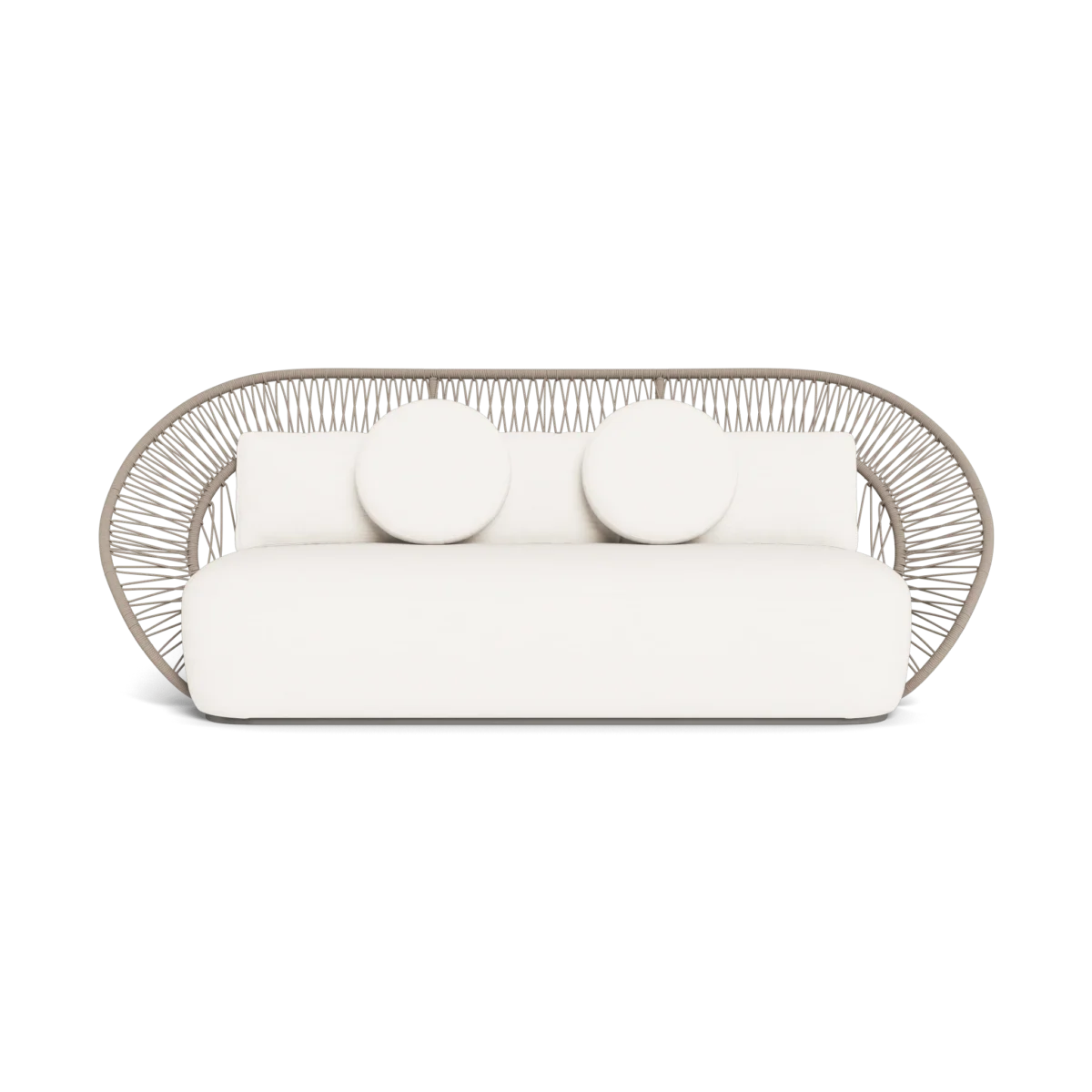 “Back view of Maui Outdoor 3 Seat Sofa – solid teak construction with clean modern lines”