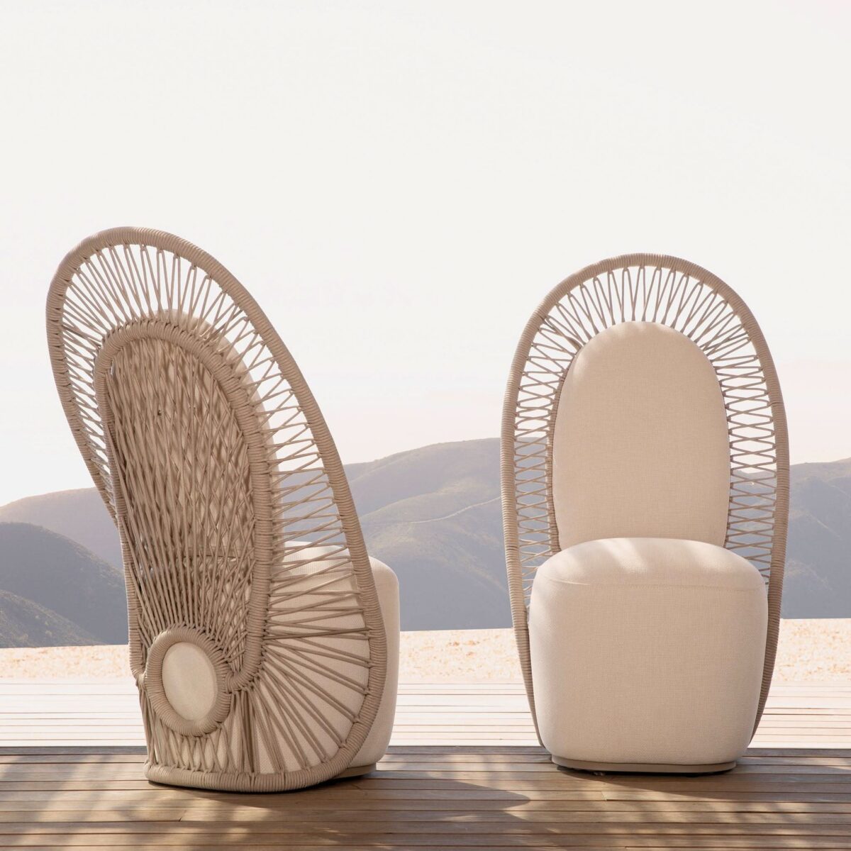 “Maui High-Back outdoor chair – sophisticated silhouette with weather-resistant woven construction”