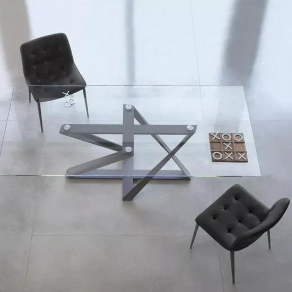 Extendable Millennium by Bontempi with ceramic barrel‑shape top and sturdy lacquered metal structure.