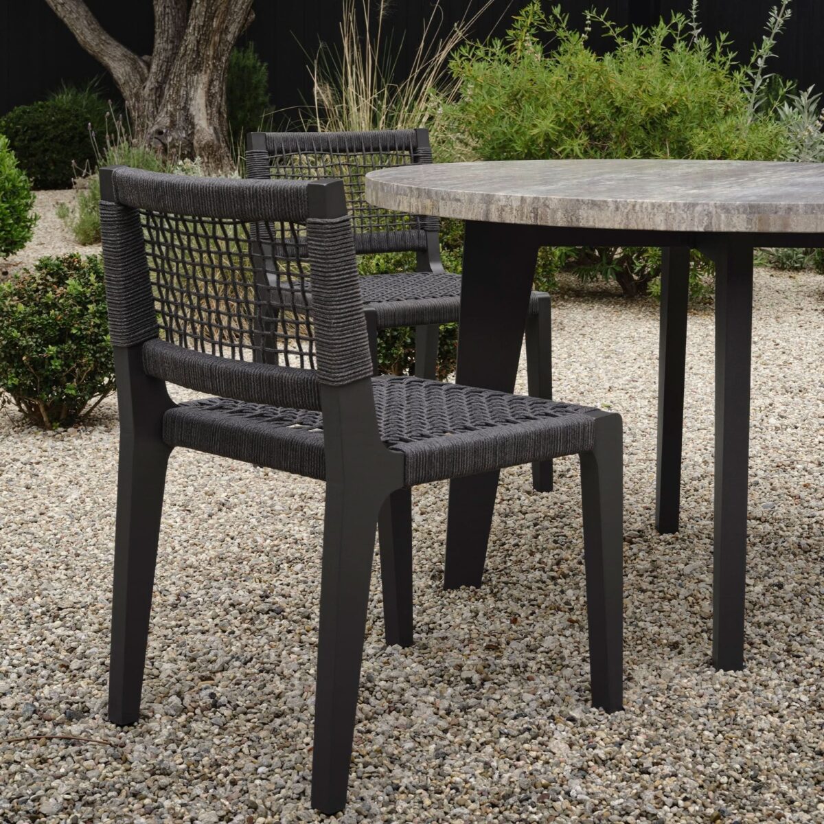 “Front view of Harbour MLB Aluminum Armless Dining Chair – contemporary design in powder-coated finish”