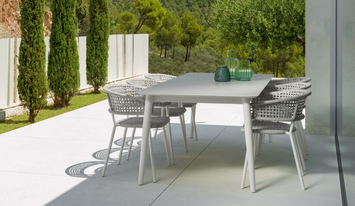 Modern Moon//Alu Dining Armchair by Talentispa Italian aluminum design in Royal Oak Michigan showroom